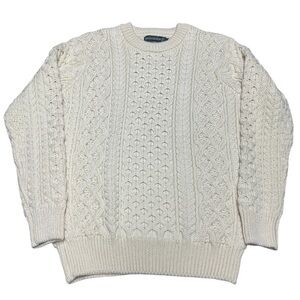 Irelands Eye cream virgin wool fisherman’s cable knit sweater Made in Ireland